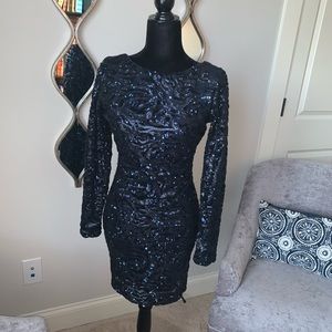 Navy Blue Sequins Dress